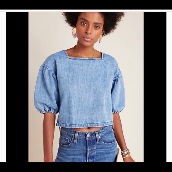 Free People Tops - Free People the Odells jean puffy sleeve top